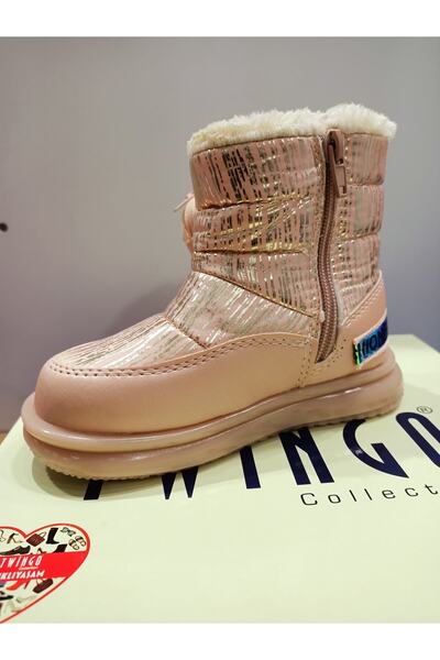 Lisanslı Markalar Kız Çocuk Cüzdanlı Kürklü Kaymaz Tabanlı Işıklı Termal Bot