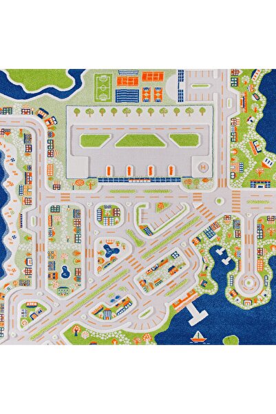 İVİ 200 X 200 Cm Mavi Mini City Halı 121md034200200