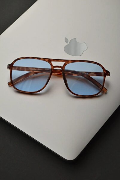 LOOKUP Unisex Women Men Blue Leopard Frame Rectangle Sunglasses