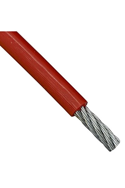 EgeÇelikHalat Kırmızı İzoleli Çelik Halat 2-3mm 10 Metre