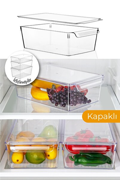 Vienev 3 Adet Kapaklı Buzdolabı Organizeri Orta 6,5 Litre