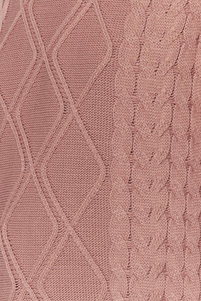 Trendyol Modest Dusty Rose Kravata Braided Knitwear Sveter TCTAW22UV0018