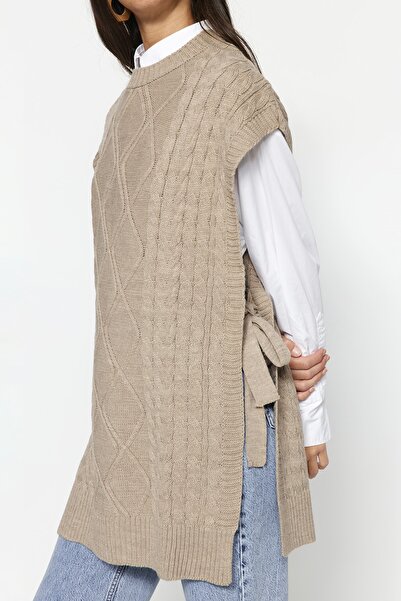 Trendyol Modest Πλεκτό πουλόβερ πλεκτό με δέσιμο στη μέση TCTAW22UV0018