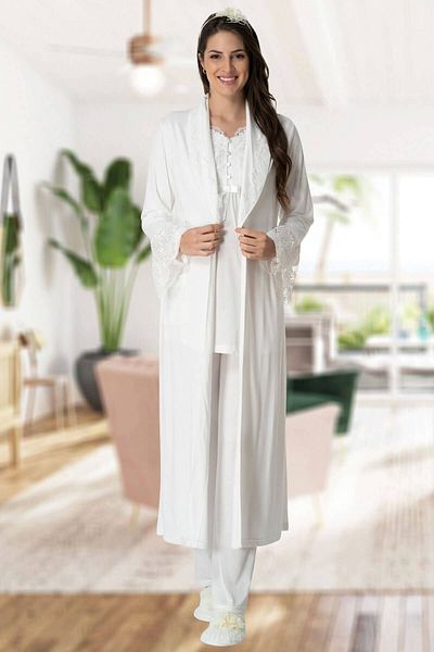 Mecit Pijama قطن، موسمي، كم طويل، الأمومة والحمل، بيجامة، طقم ثوب النوم والصباح 1924