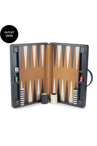 Picci Navy Blue Genuine Leather Backgammon