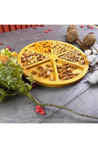 Step and Maker Ahşap 6 Bölmeli Çerez Tabağı