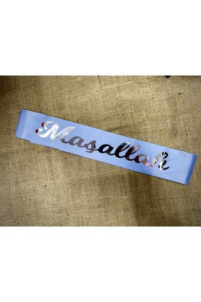 mypartyready Maşallah Yazılı Mavi Renk Gümüş Yaldızlı Kuşak Sünnet Düğün Süsl...