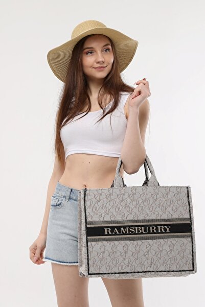 Ramsburry Kadın Altın Renk Su Itici Dokuma Kumaş Plaj Çantası