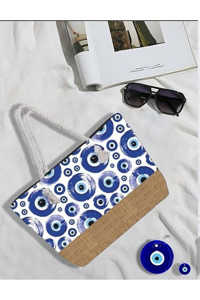 Machetta Τσάντα παραλίας με φερμουάρ με μοτίβο Evil Eye (50X33)