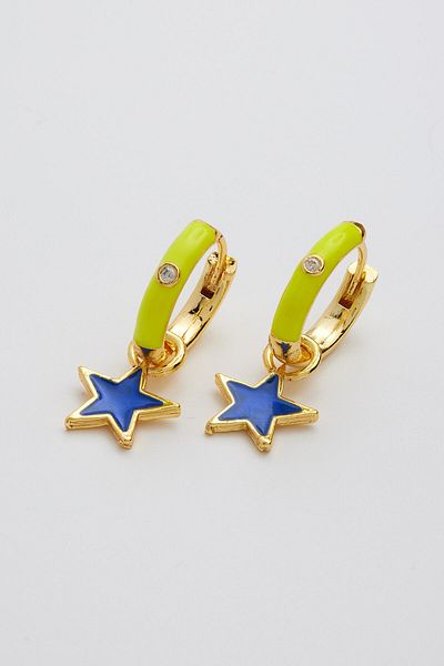ismim bijuteri Stone Hoop Colorful Star Earrings