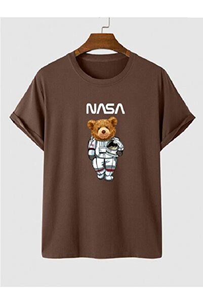 MOONBULL Коричнева футболка Oversize Astronaut Teddy з принтом NASA