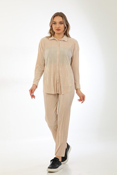 Fashion Station Set de pantaloni cămașă plisată pentru femei (6 culori)