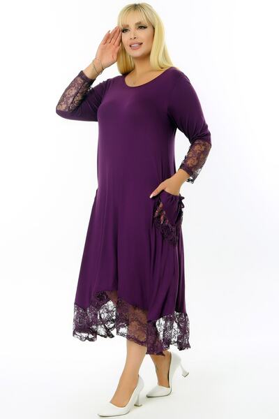 Kheos Κομψό βραδινό φόρεμα με δαντέλα στη φούστα και στα μανίκια, μακριά μανί...