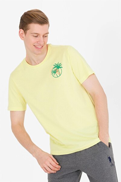 U.S. Polo Assn. Erkek Açık Sarı Bisiklet Yaka T-shirt