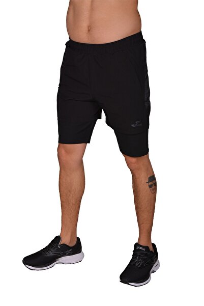 Joma Αθλητικό σορτς Micro Robın Ανδρικό Μαύρο ελαστικό ύφασμα Καλσόν - 4231404