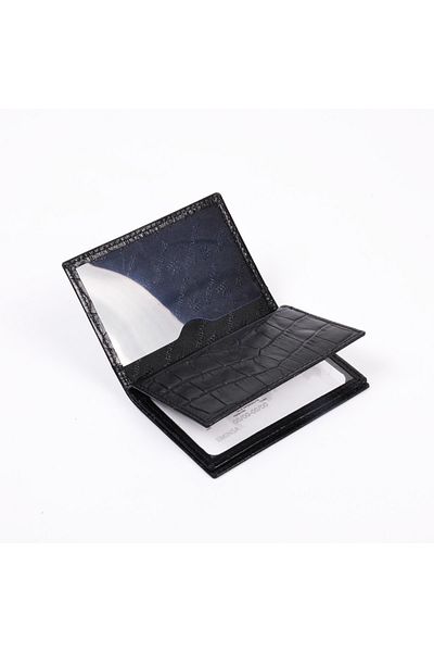 Eminsa Black Crocodile Genuine Leather Card Holder