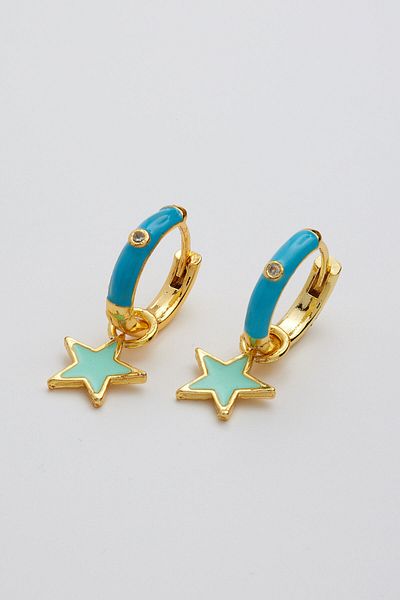 ismim bijuteri Stone Hoop Colorful Star Earrings