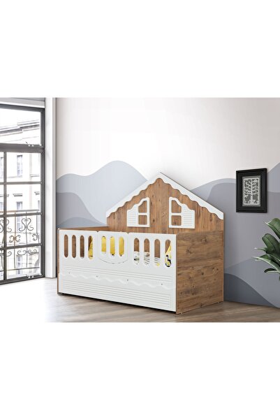 Güven Mobilya Montessöri 90*190 Yavru Yataklı Ceviz / Beyaz