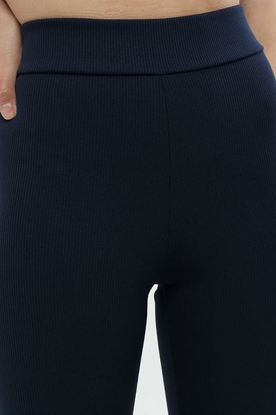 Grenj Fashion Πλεκτό κολάν Navy Blue με ραβδώσεις με ψηλή μέση