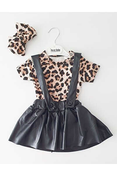 Murat Baby طقم فستان أطفال منقوش بنقشة جلد الفهد