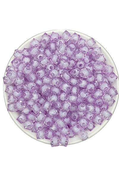 Hedef Bijuteri 50 جرام 8 ملم خرز مكعب أكريليك ملون أرجواني، مجوهرات، خرز لصنع...