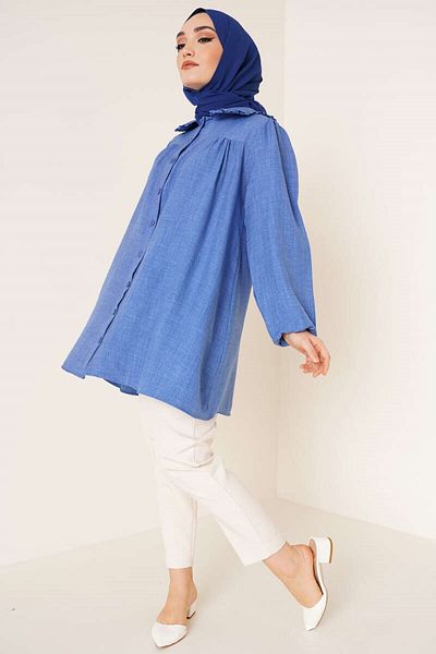 VOLT CLOTHİNG Hijab-Shirt mit Babykragen für Damen