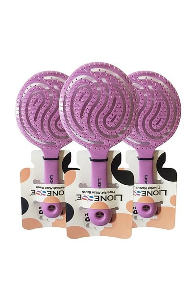 Tarko Lionesse Hair Brush Round Purple X 3