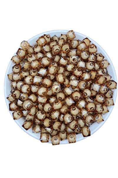 Hedef Bijuteri خرز مكعب أكريليك بني 10 مم، مجوهرات، خرز لصنع الحقائب (100 جرام، ~ 250 قطعة)