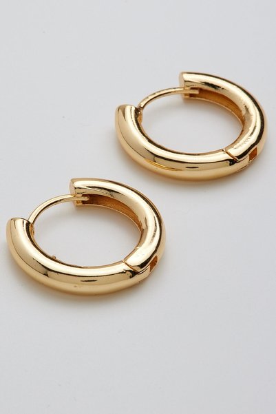 ismim bijuteri Gold Kalın Çelik Halka Küpe 2.7 Cm