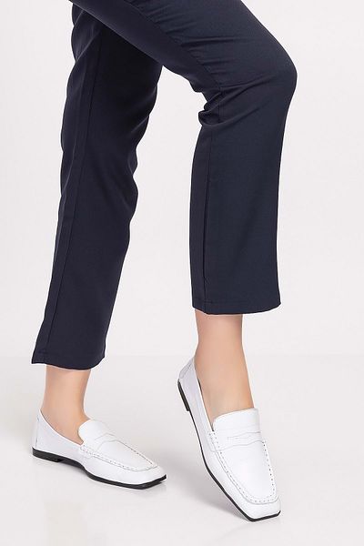 Gondol Loafer de damă din piele naturală cu vârf în unghi Mdr.20 - alb - 36