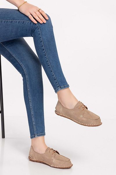 Gondol Pantofi flexibili din piele naturala Esl.602 - Bej - 38