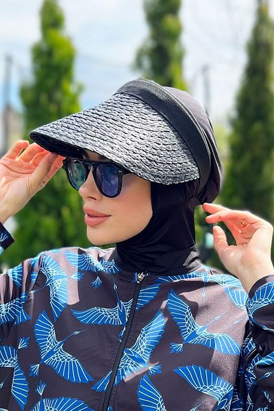 Remsa Mayo Visor Knit Straw Hat Sunscreen Visor Black Rş-41