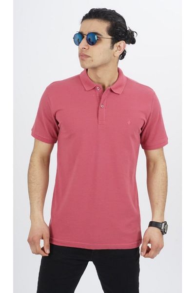 DYNAMO Men's Rose Polo Collar Short Sleeve Cotton T-Shirt