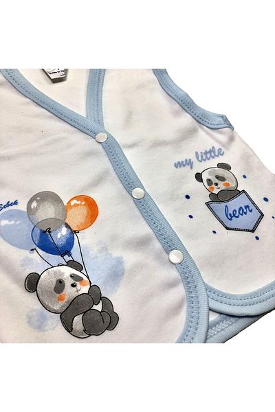ELBEBEK Cotton Printed Combed Cotton Interlock Baby Vest (Teddy Bear with Balloon)