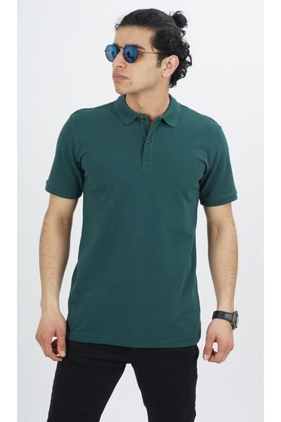 DYNAMO Men's Nefti Green Polo Collar Short Sleeve Cotton T-Shirt