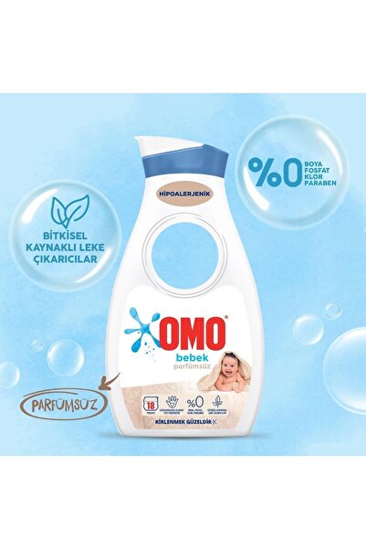 Omo Sıvı Çamaşır Deterjanı Bebek Parfümsüz 900 Ml 18 Yıkama