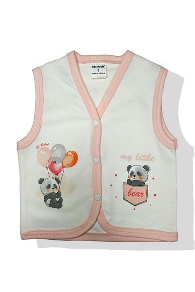 ELBEBEK Cotton Printed Combed Cotton Interlock Baby Vest (Teddy Bear with Balloon)