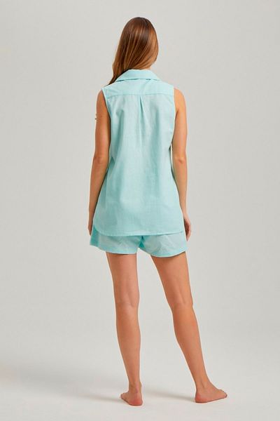 Pamuk & Pamuk Mint Collared Pocket Printed Shorts Set