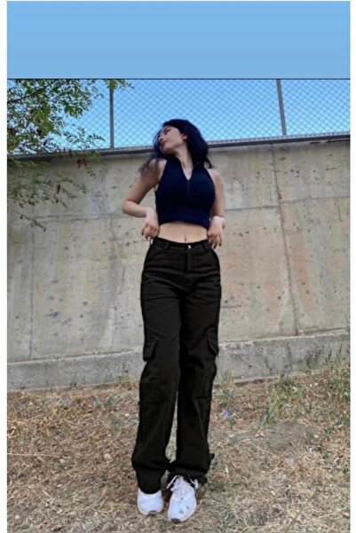 DENİKK Y2K Black Cargo Pants - Pocket Detailed