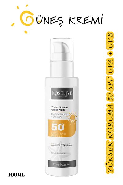 Roselive Sunscreen Anti-Blemish 50+Spf Uva+Uvb 100 ml
