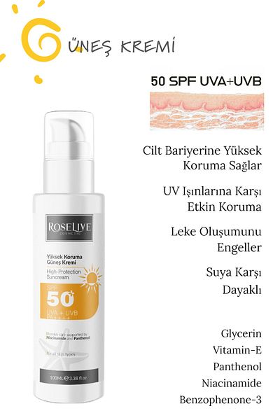 Roselive Sunscreen Anti-Blemish 50+Spf Uva+Uvb 100 ml
