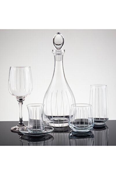 sudeka 61 Parça 12 Kişilik Çubuk El Dekor Kesme Cam Su Takımı???????