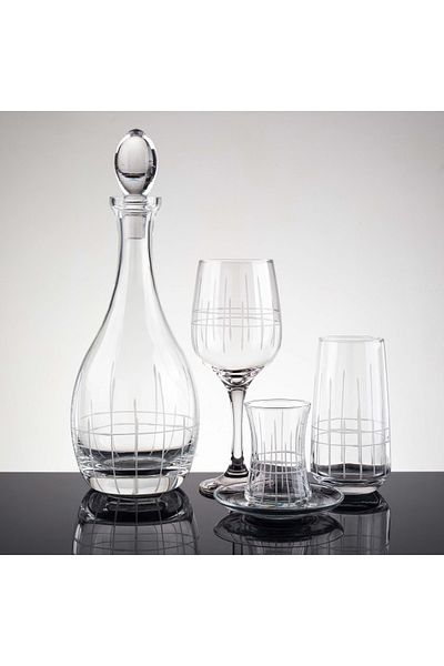 sudeka 49 Pieces Plaid Hand Decorated Cut Glass Water Set for 12 People