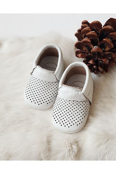Hodore Dante Genuine Leather Moccasin White