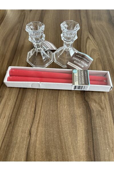 Luminance Aksesuar Ikili Şamadan Ve Mum Seti.
