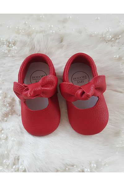 Hodore Alice Red Leather Loafer Booties