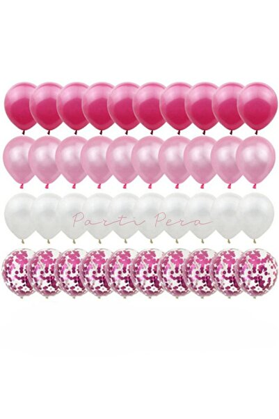 parti pera Metalik Fuşya ,metalik Pembe , Metalik Beyaz , Konfetili Balon Zin...