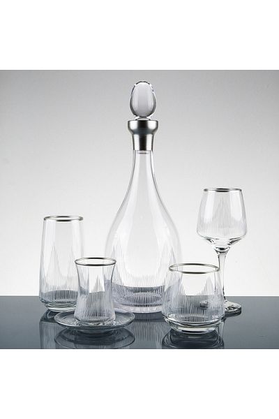 sudeka 61 Pieces Flame Silver Hand Decorated Cutting Water Set for 12 Persons