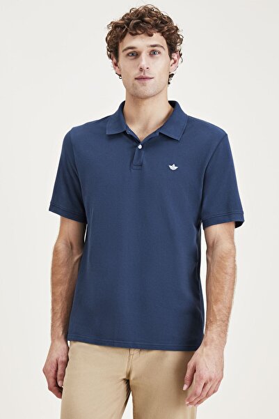 Dockers Rib Collar Blue Polo T-Shirt