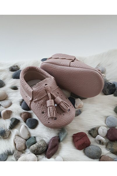 Hodore Axel Leather Baby Moccasin Mink Booties